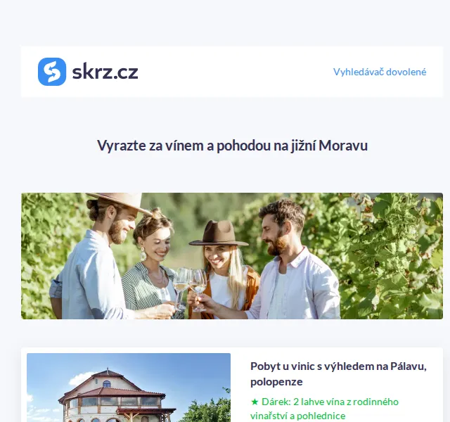 Skrz: Pobyty na jižní Moravě s degustací vína – červen 2026 | Nuslet.cz