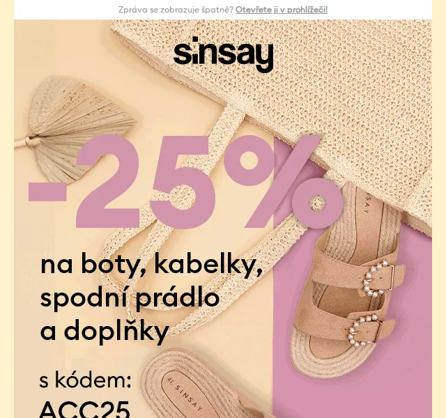 Sinsay: -25% na dámské doplňky – červenec 2026 | Nuslet.cz