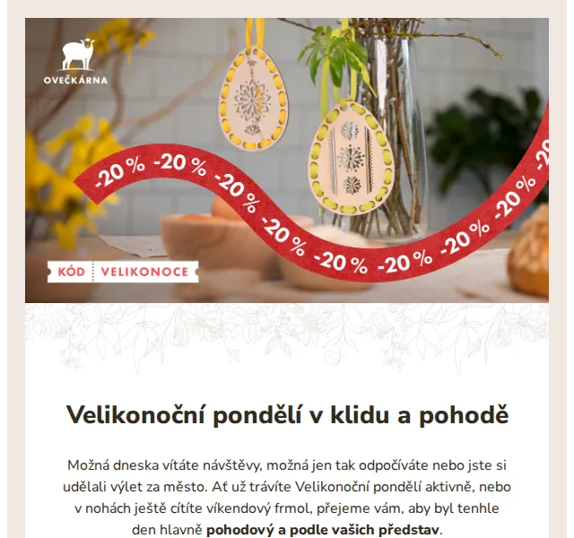 Ovečkárna: Velikonoční sleva 20 % na vše – červen 2026 | Nuslet.cz
