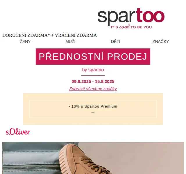 Spartoo: Sleva až -50 % na S.Oliver, So Size, Rieker – červen 2026 | Nuslet.cz