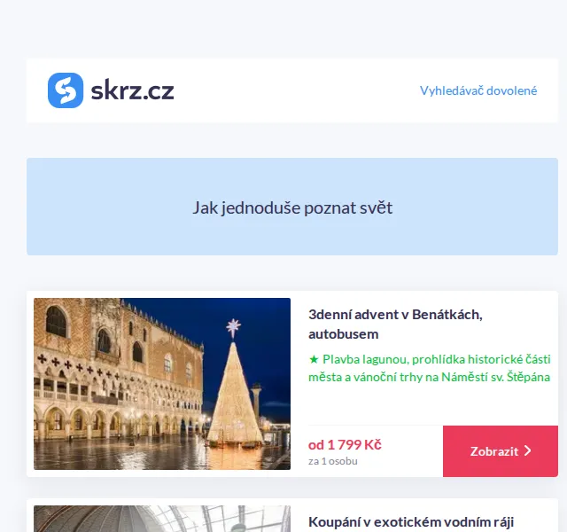 Vánoce na Skrz: Cestovní nabídky do 1 000 Kč – červenec 2026 | Nuslet.cz