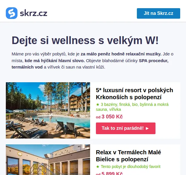 Vánoce na Skrz: wellness pobyty od 2 530 Kč – červen 2026 | Nuslet.cz