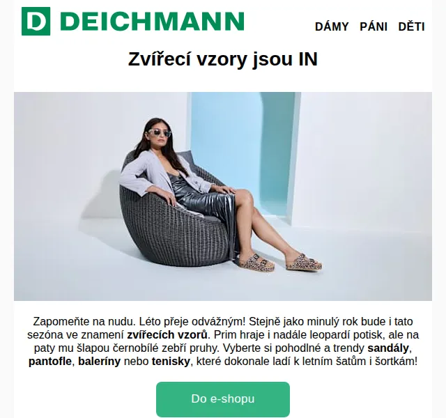 Deichmann: Zvířecí vzory na letní obuvi – srpen 2026 | Nuslet