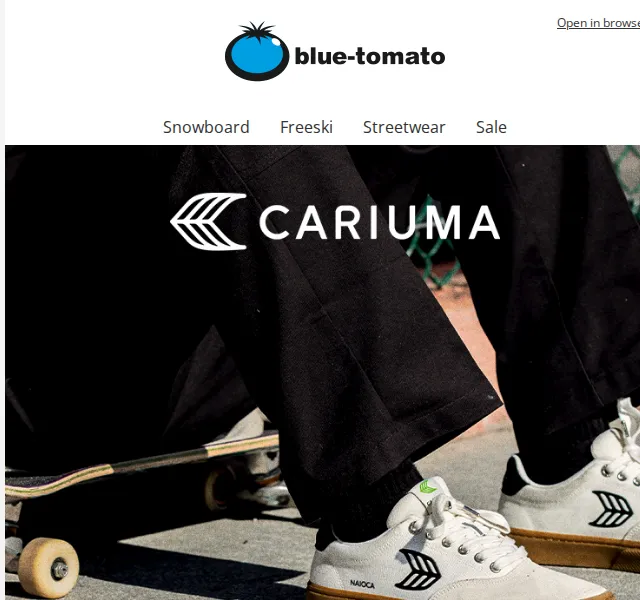BLUE TOMATO: Cariuma boty a oblečení – červen 2026 | Nuslet.cz
