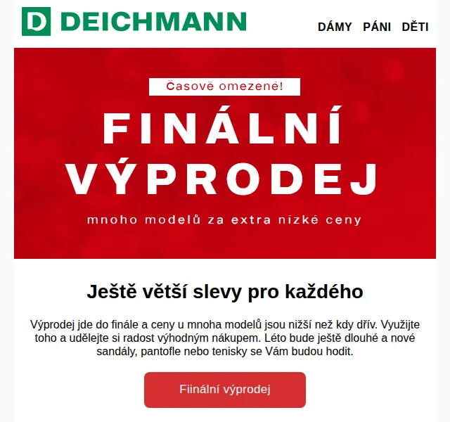 Deichmann: Finální výprodej se slevami až 20 % – červen 2026 | Nuslet.cz