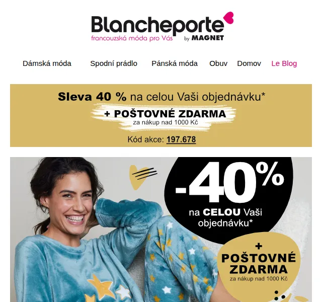 Blancheporte: Sleva až 40 % na pyžama – červen 2026 | Nuslet.cz
