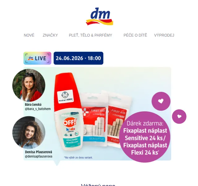dm Drogerie: Live akce – pleť, tělo, parfémy – červen 2026