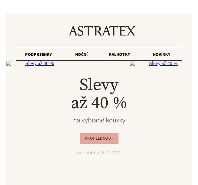 Astratex.cz: Slevy až 40 % na prádlo a dárky – červen 2026 | Nuslet.cz