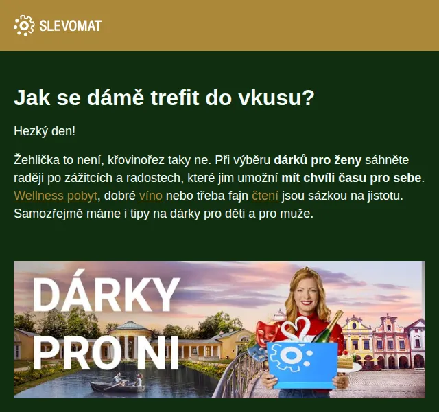 Slevomat: Dárky pro ženy – wellness, víno i vstupenky – červen 2026 | Nuslet.cz