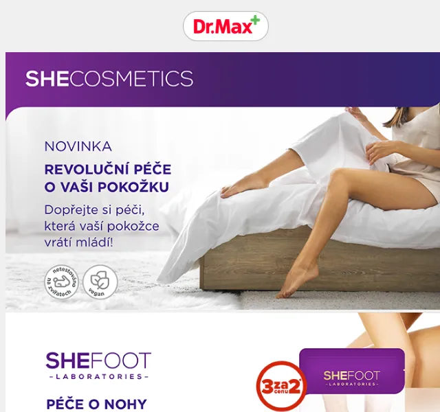 Dr.Max SheCosmetics 3+1 akce – červen 2026 | Nuslet.cz