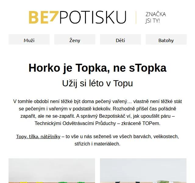 BezPotisku: Topy a tílka pro léto – červen 2026 | Nuslet.cz