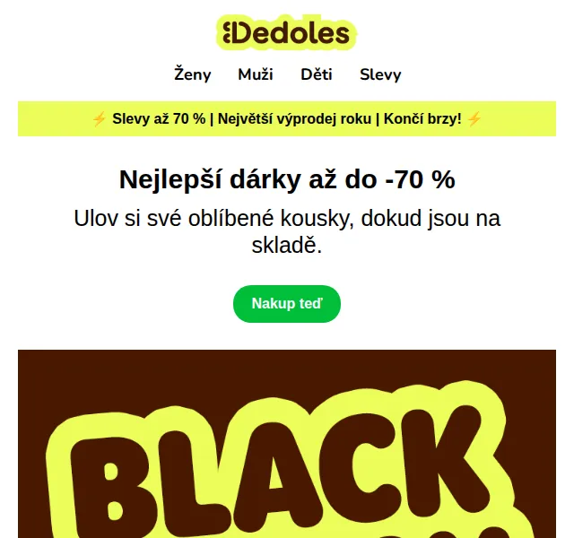 Dedoles.cz: Slevy až 70 % na ponožky Black Friday – červen 2026 | Nuslet.cz
