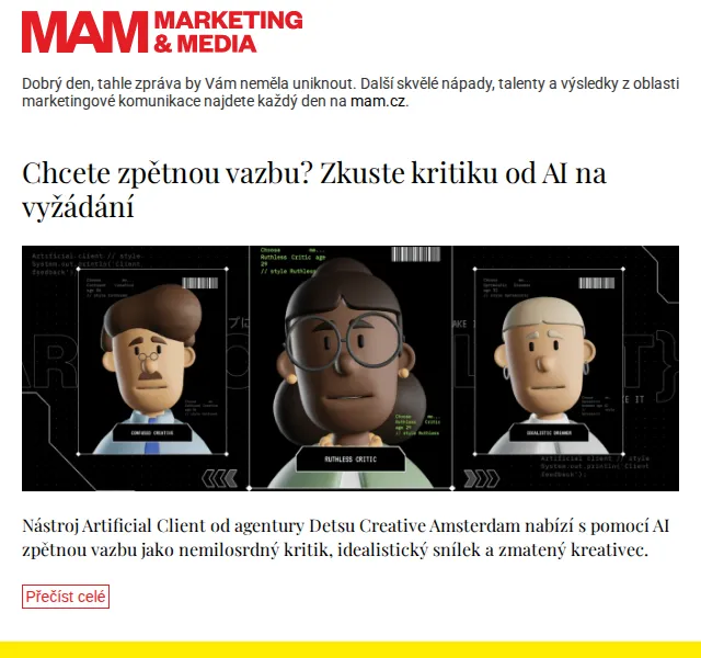 Marketing & Media: AI kritika na vyžádání od Detsu Creative – červenec 2026 | Nuslet.cz