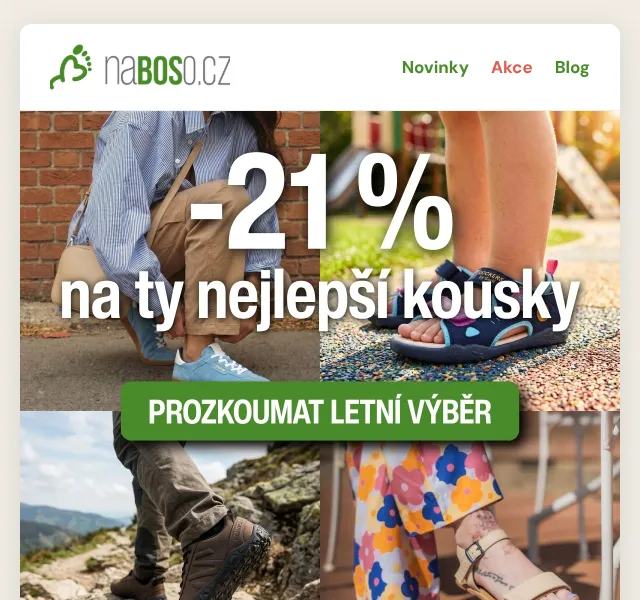 naBOSo: Barefoot boty se slevou 21 % – červenec 2026