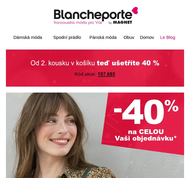 Blancheporte: 40% sleva na měkké dárky – červen 2026 | Nuslet.cz