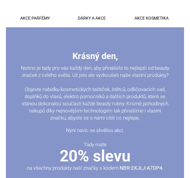 Notino: 20% sleva na vlastní značku a dárek – červen 2026 | Nuslet.cz