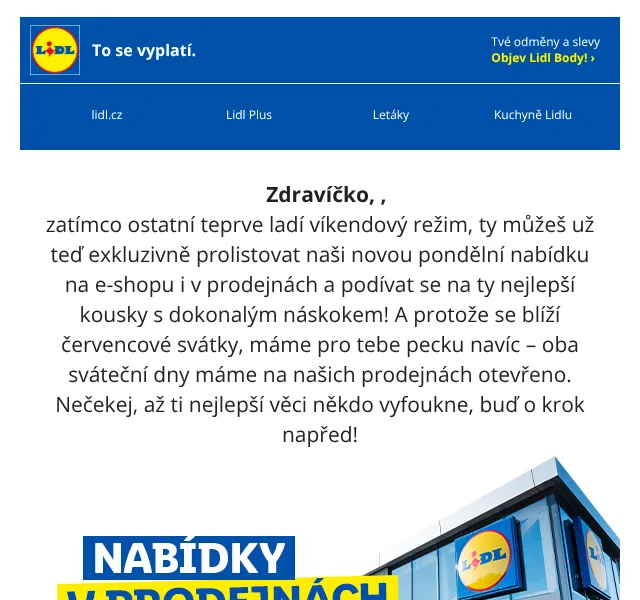 Lidl: Slevy do 50 % na potraviny, elektroniku a zahradní vybavení – červenec 2026