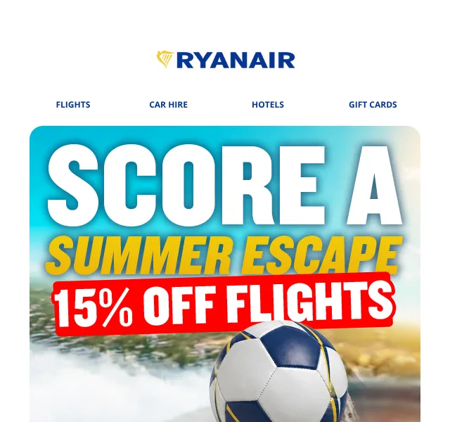 Ryanair: 15 % sleva na letenky – červenec 2026