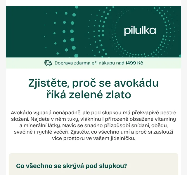 Pilulka.cz: Avokádo olej a potraviny – červenec 2026