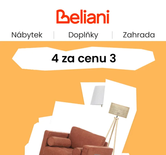 Beliani.cz: Kupte 4 za cenu 3 – duben 2026 | Nuslet
