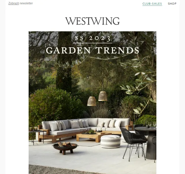 Westwing: Zahradní trendy a nábytek se slevou až -80 % – červenec 2026 | Nuslet.cz