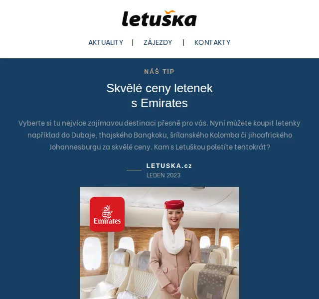 Letuška.cz: Skvělé ceny letenek s Emirates – červenec 2026 | Nuslet.cz