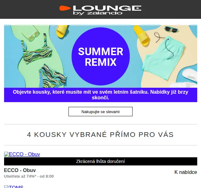 Lounge by Zalando: ECCO, TOMS, Vans se slevou až 75 % – červen 2026 | Nuslet.cz