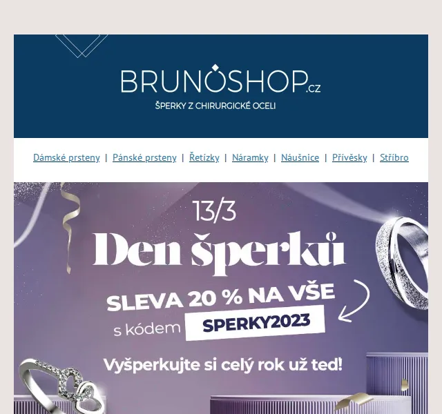 BRUNOshop.cz: 20% sleva na všechny šperky – březen 2026 | Nuslet.cz