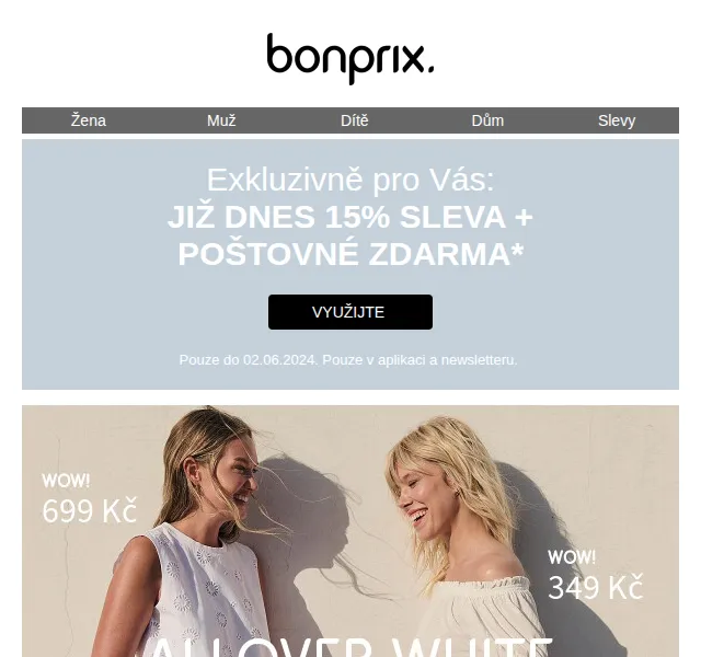 Bonprix: 15% sleva + poštovné ZDARMA – červenec 2026 | Nuslet.cz