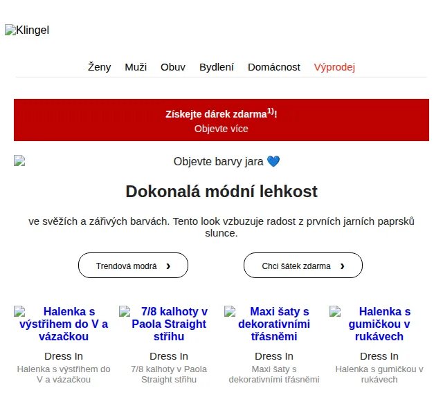 KLiNGEL: Slevy až 50 % na jarní módu – březen 2026 | Nuslet.cz