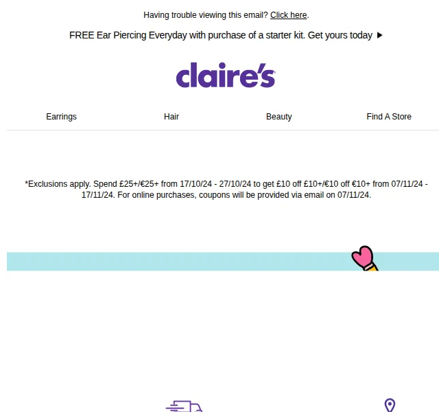 Claire's: FREE Ear Piercing a Starter Kit – červen 2026 | Nuslet.cz