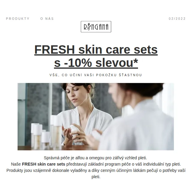 RINGANA: -10 % na FRESH skin care sets – únor 2026 | Nuslet.cz