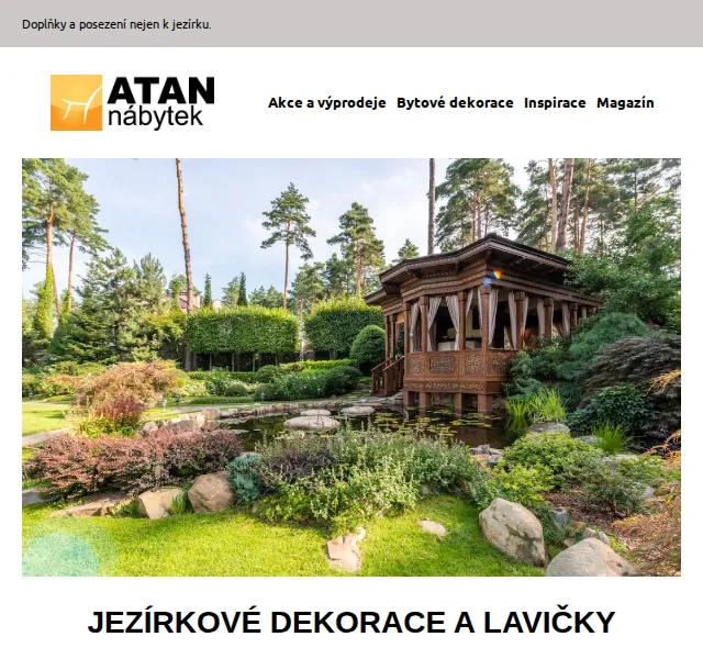 ATAN nábytek: Jezírkové dekorace a lavičky – červen 2026 | Nuslet.cz