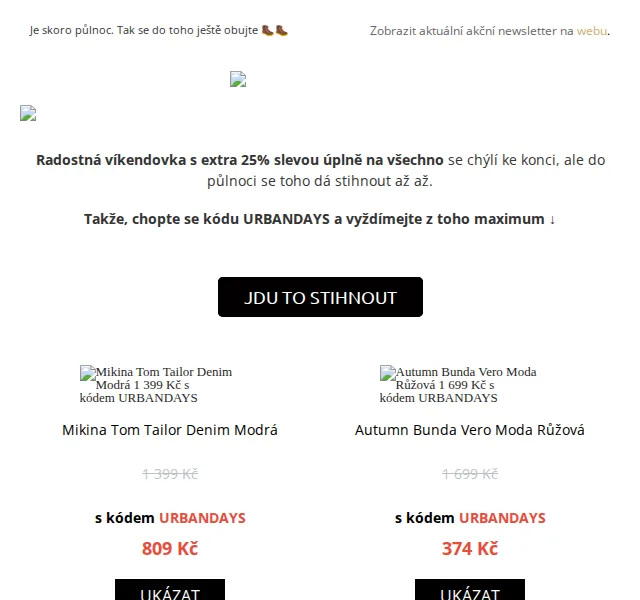 UrbanStore: Extra 25% sleva na vše do půlnoci – červen 2026 | Nuslet.cz
