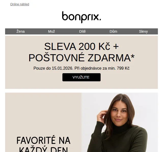 Bonprix: sleva 200 Kč + poštovné zdarma – duben 2026