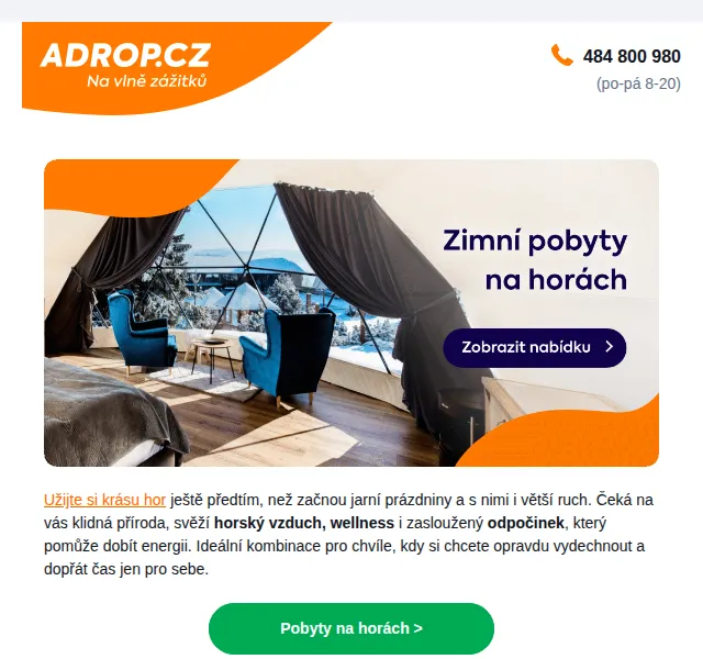 Adrop: pobyty na horách od 3 090 Kč – únor 2026 | Nuslet.cz