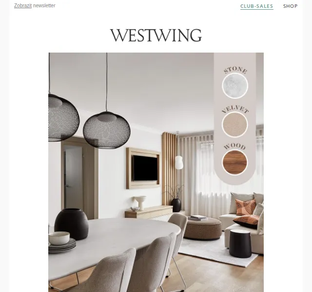 Westwing: Dřevo, samet, kámen – nadčasové materiály – červen 2026 | Nuslet.cz