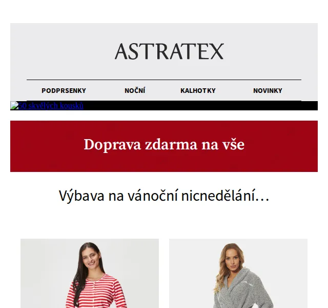 Astratex.cz: Slevy 50 % a doprava zdarma – vánoční výprodej – červen 2026 | Nuslet.cz
