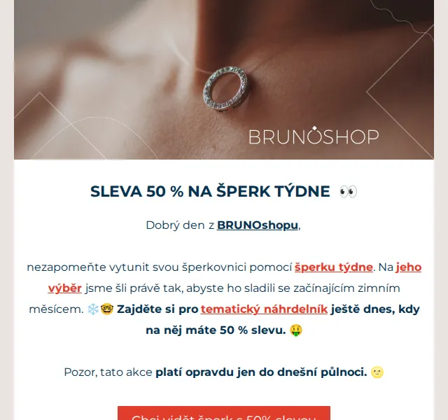 BRUNOshop.cz: Šperk týdne se slevou 50 % – prosinec 2026 | Nuslet.cz