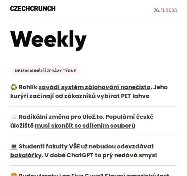 CzechCrunch: Přehled zpráv týdne – červenec 2026 | Nuslet.cz