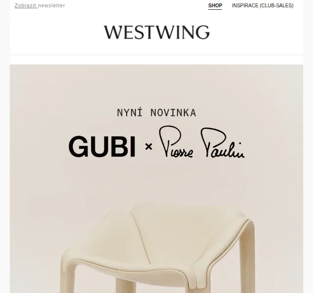Westwing: GUBI F300 křeslo a stolek T877 – červenec 2026 | Nuslet.cz