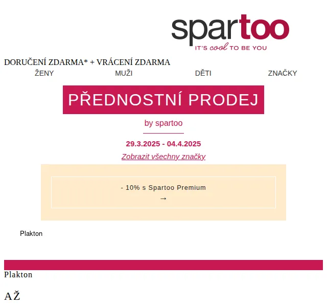Spartoo: Slevy až -65 % na Plakton, Céleste, BOTD & další – červen 2026 | Nuslet.cz