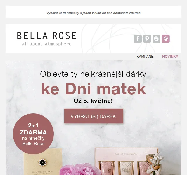 Bella Rose: Dárek ke Dni matek – akce 2+1 ZDARMA na hrnečky – červen 2026 | Nuslet.cz