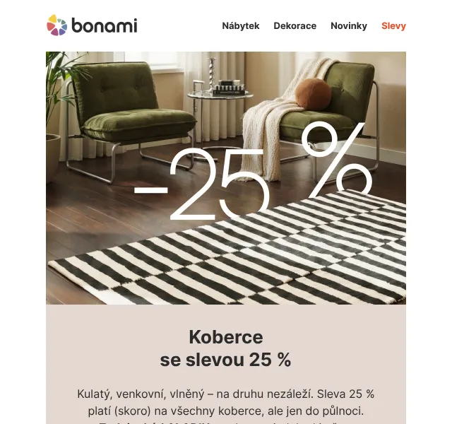 Bonami: Koberce se slevou 25 % – červen 2026 | Nuslet.cz