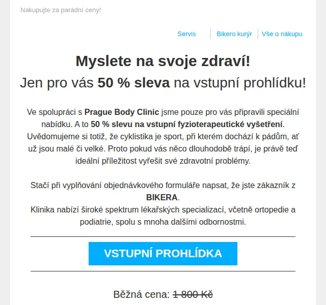czbikero: 50% sleva na fyzioterapeutické vyšetření – červen 2026 | Nuslet.cz