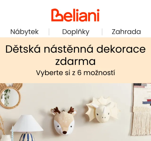 Beliani.cz: Dětská dekorace zdarma ke nákupu – srpen 2026