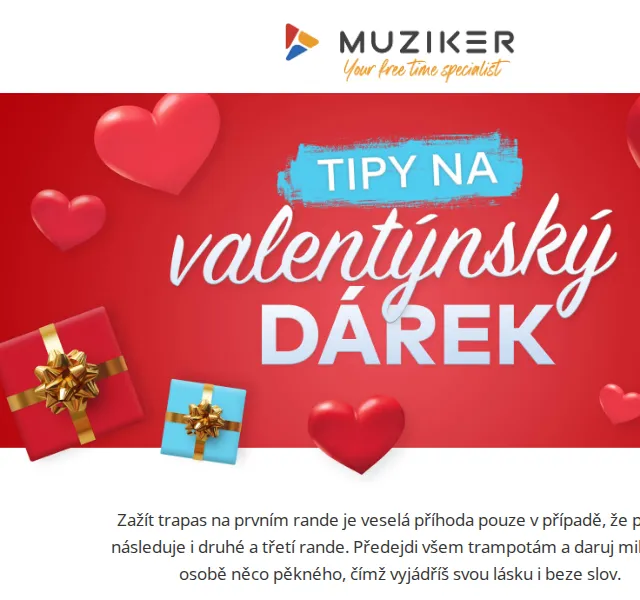 Muziker: Valentýnské dárky – červen 2026 | Nuslet.cz