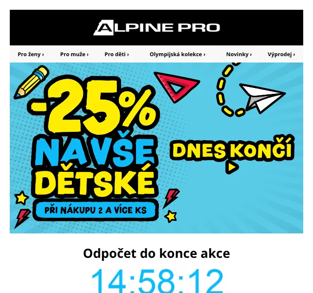 ALPINE PRO: sleva 25 % na dětské oblečení – září 2026