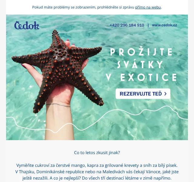 Čedok: Exotické dovolené od 17 290 Kč – srpen 2026