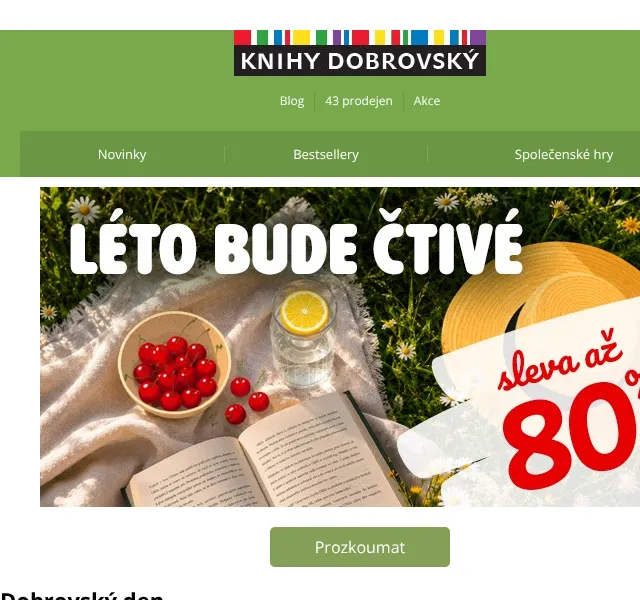 KnihyDobrovsky.cz: Sleva až 80 % na knihy – červen 2026
